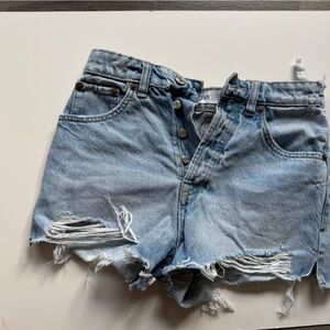 Zara Light Blue Distressed Jean Shorts